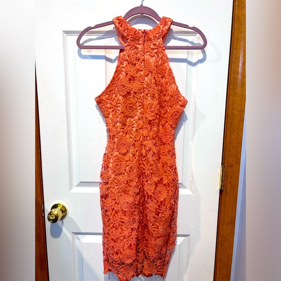 Berydress Dresses & Skirts - High Neck Coral Lace Dress